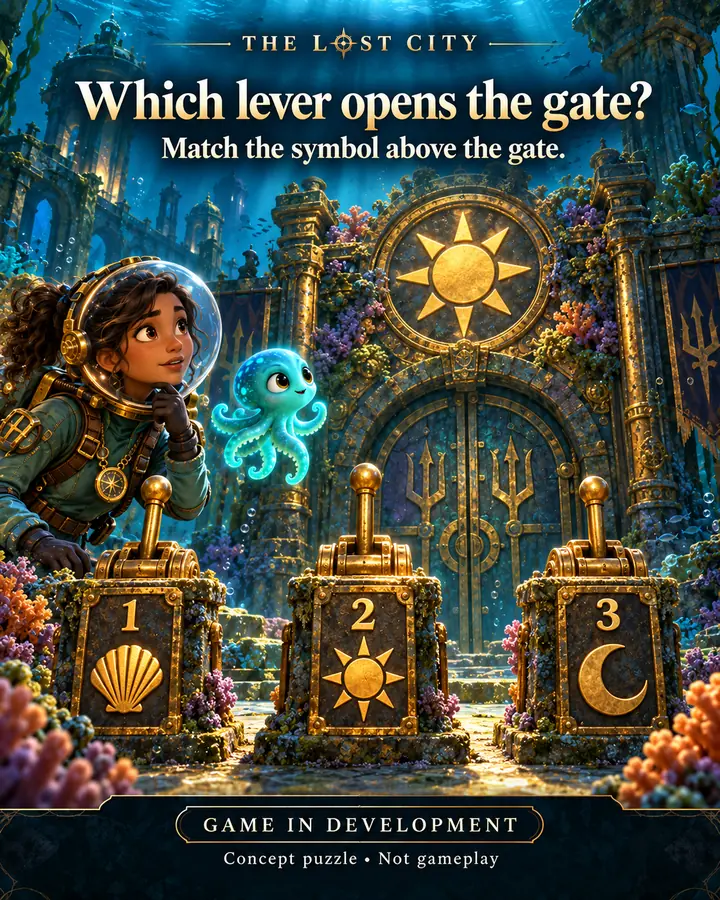 Puzzle poster: Which lever opens the gate?